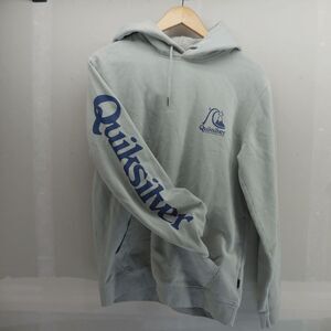 Quiksilver Mens Medium Hoodie Sleeve Hit Back Hit Vintage Syle Off Blue EUC